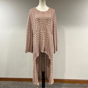 Chic dusty pink Knit Long Sweater with shorter front size large
